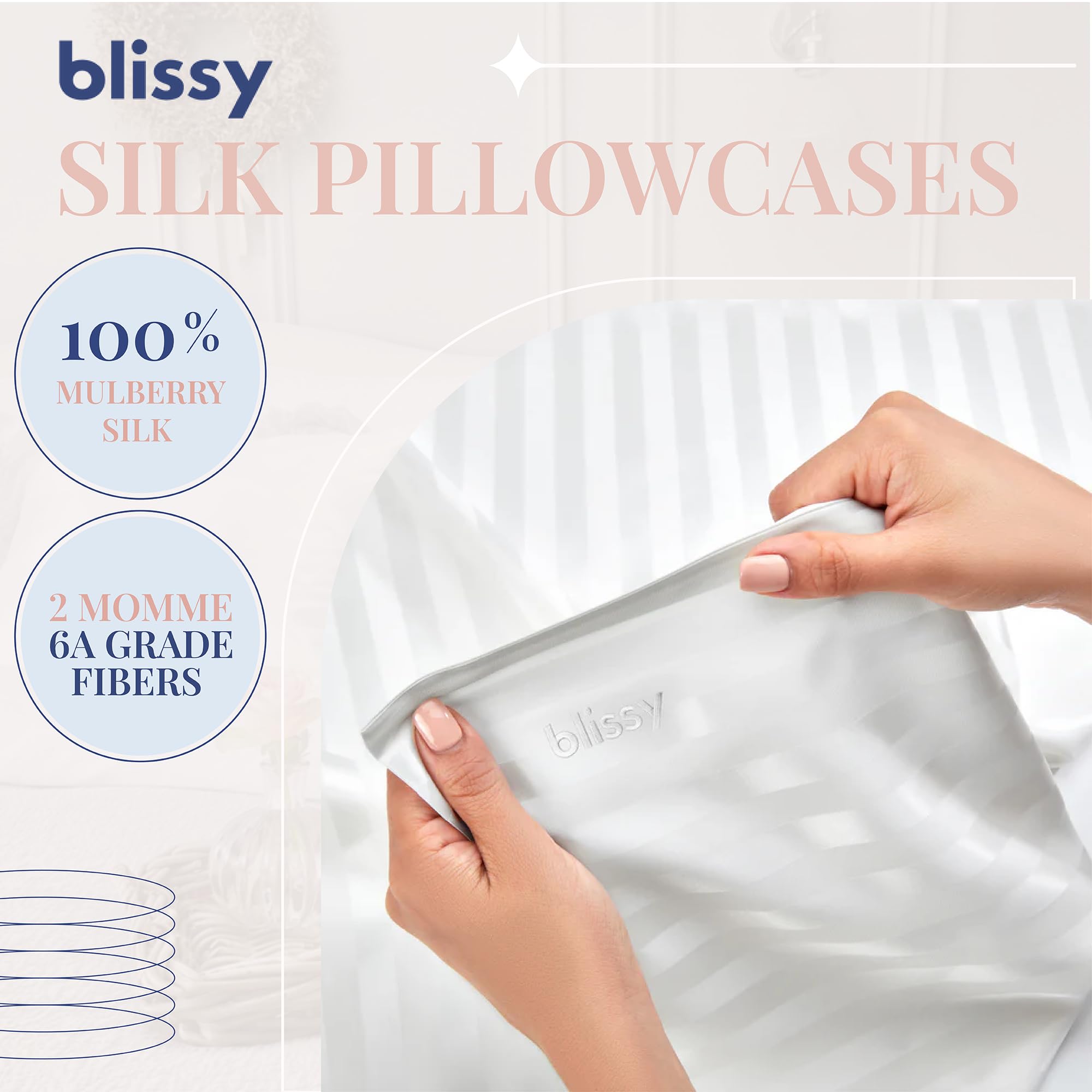 Amazon｜Blissy Silk枕カバー-100%ピュアマルベリーシルク-22匁6A高級